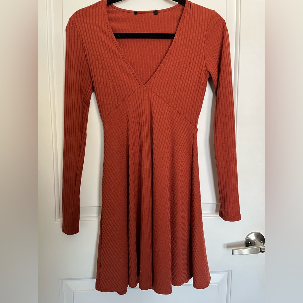 Burnt orange long sleeve dress